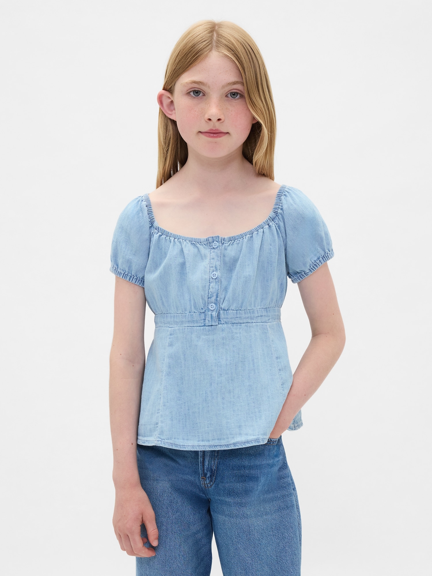 Kids Denim Babydoll Top