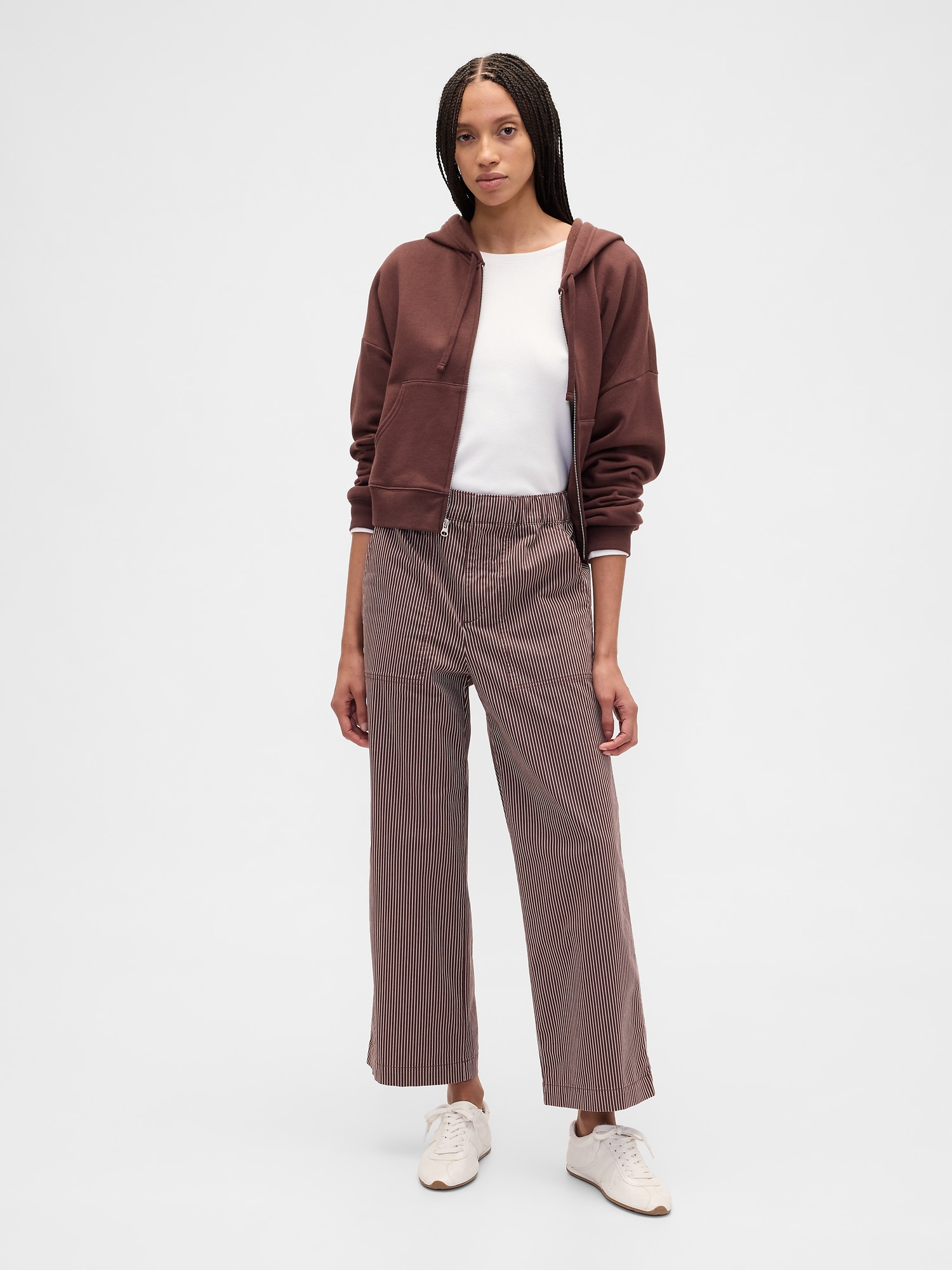 High Rise Easy Stripe Wide-Leg Khakis