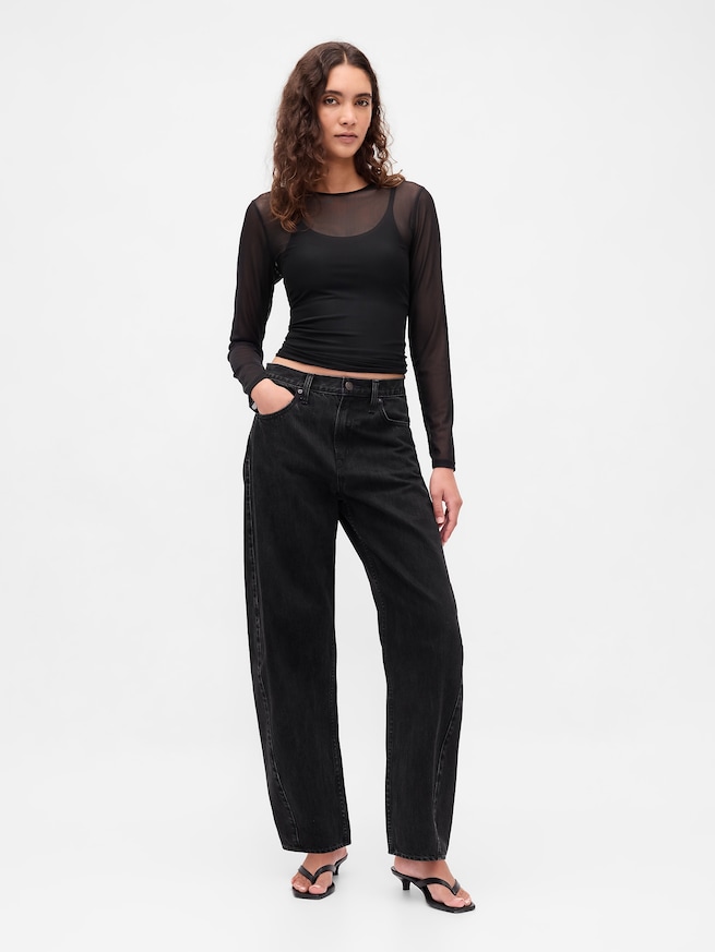 メッシュ クロップドTシャツ-1