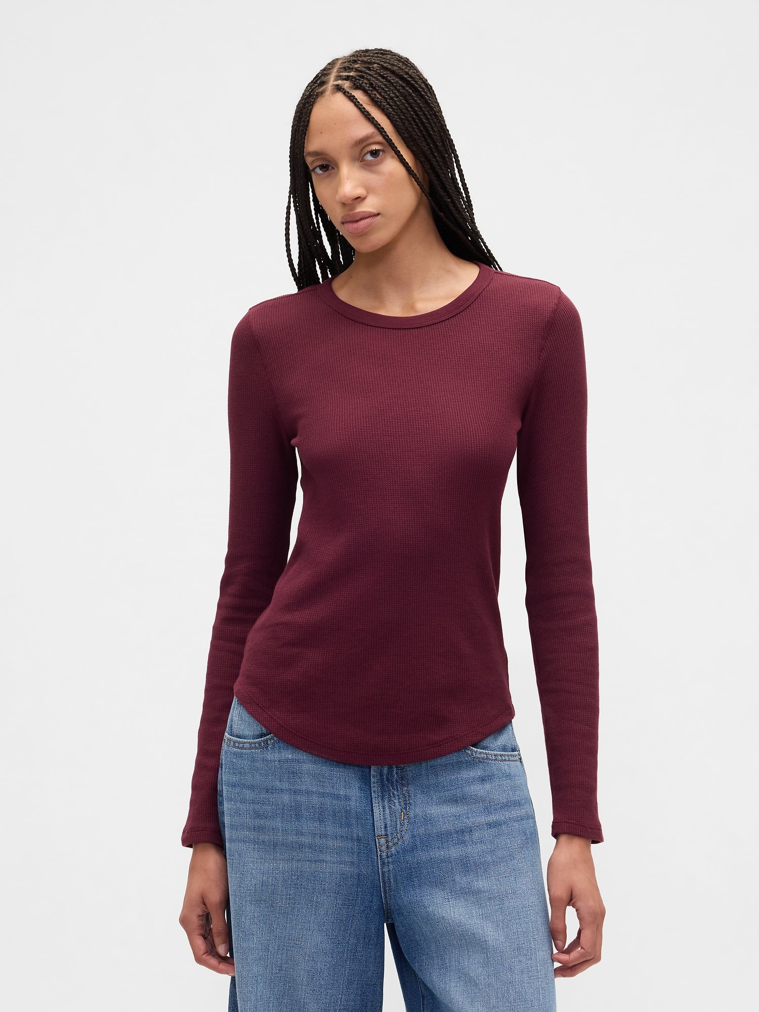 Waffle-Knit Crewneck T-Shirt