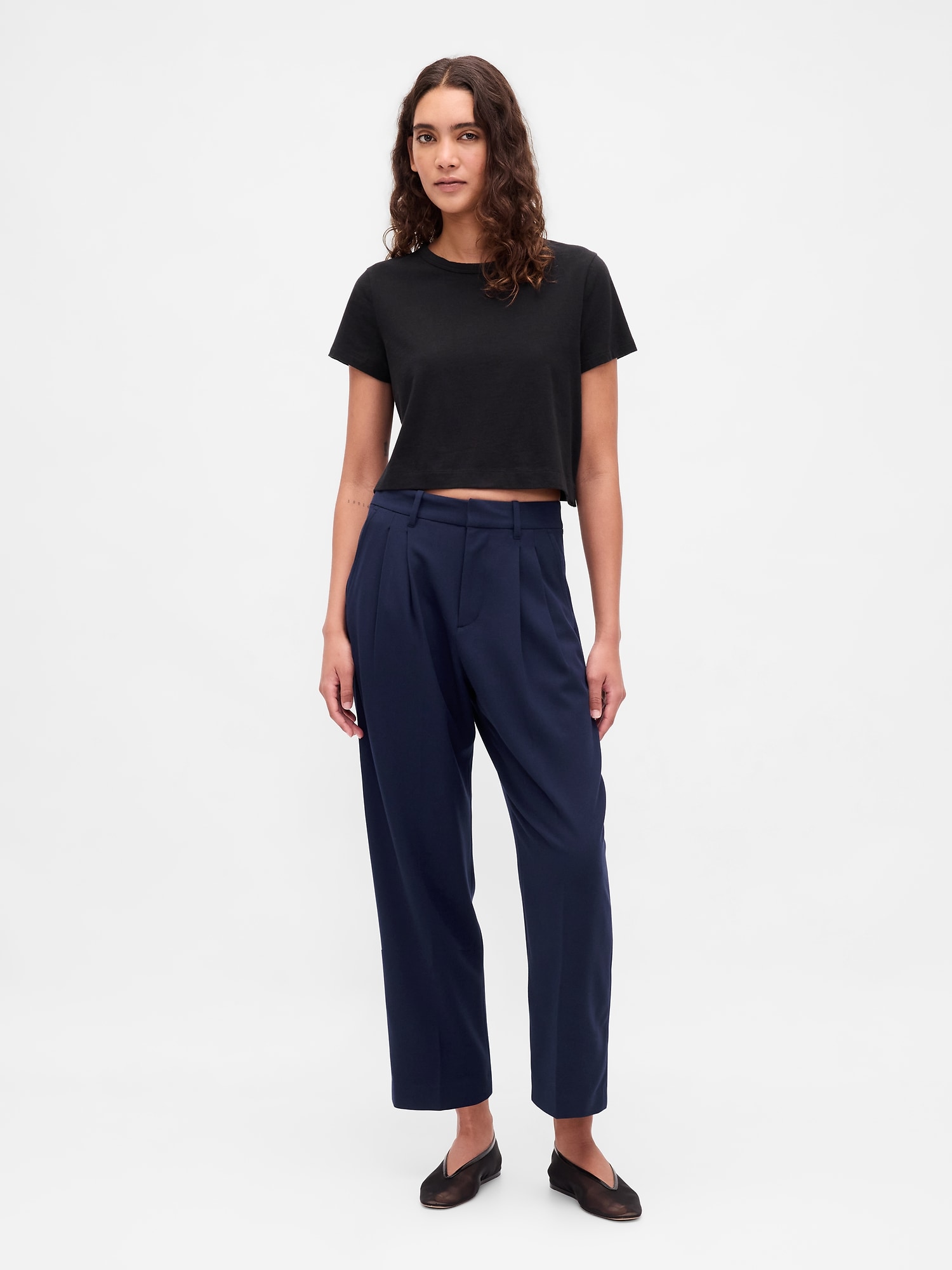 365 High Rise Brushed Twill Taper Ankle Trousers