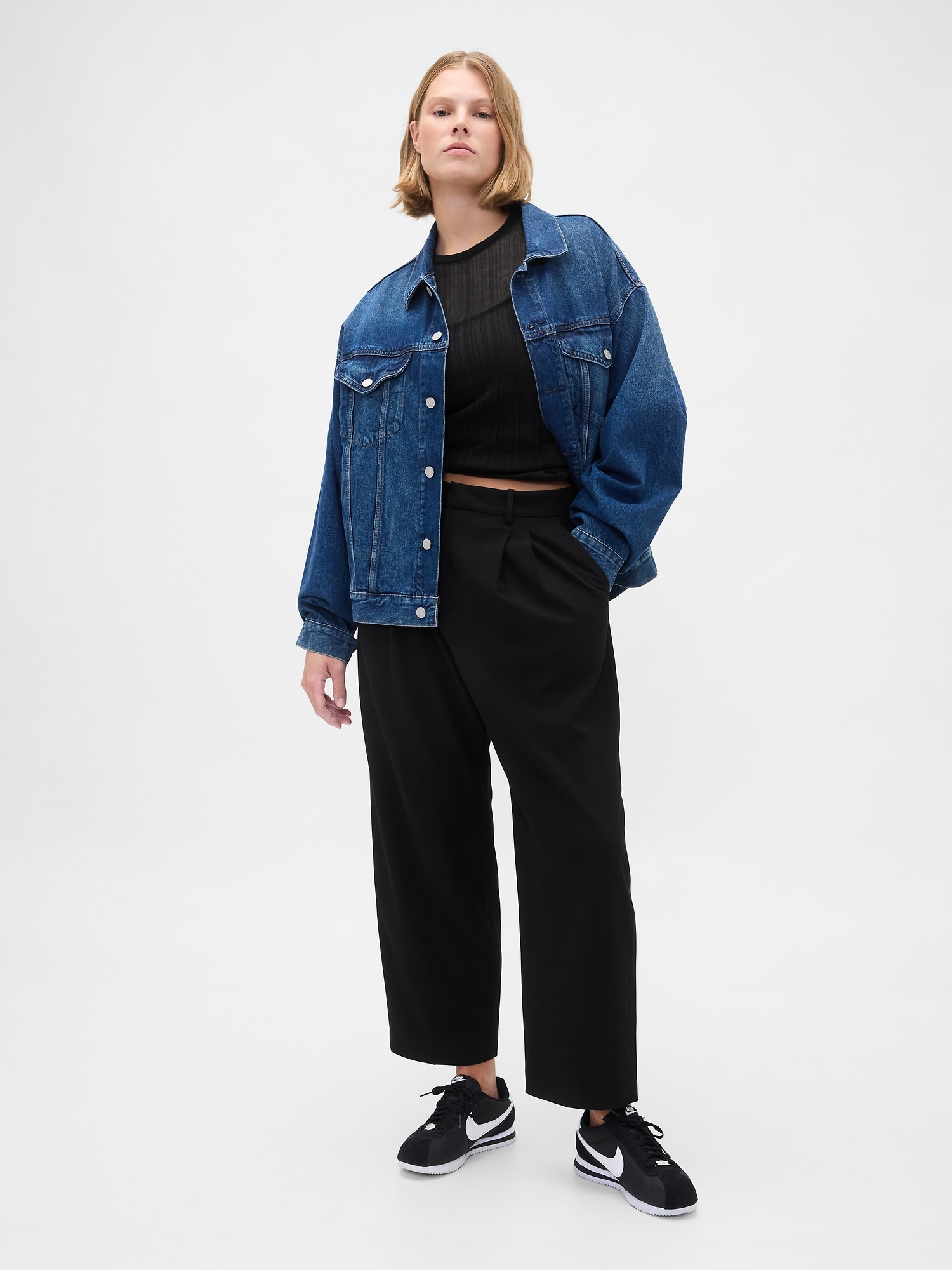 365 High Rise Brushed Twill Taper Ankle Trousers