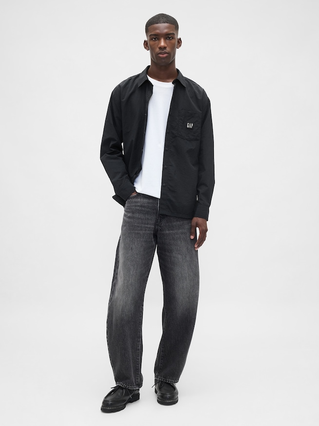 オーバーサイズ ナイロン シャツジャケット-1