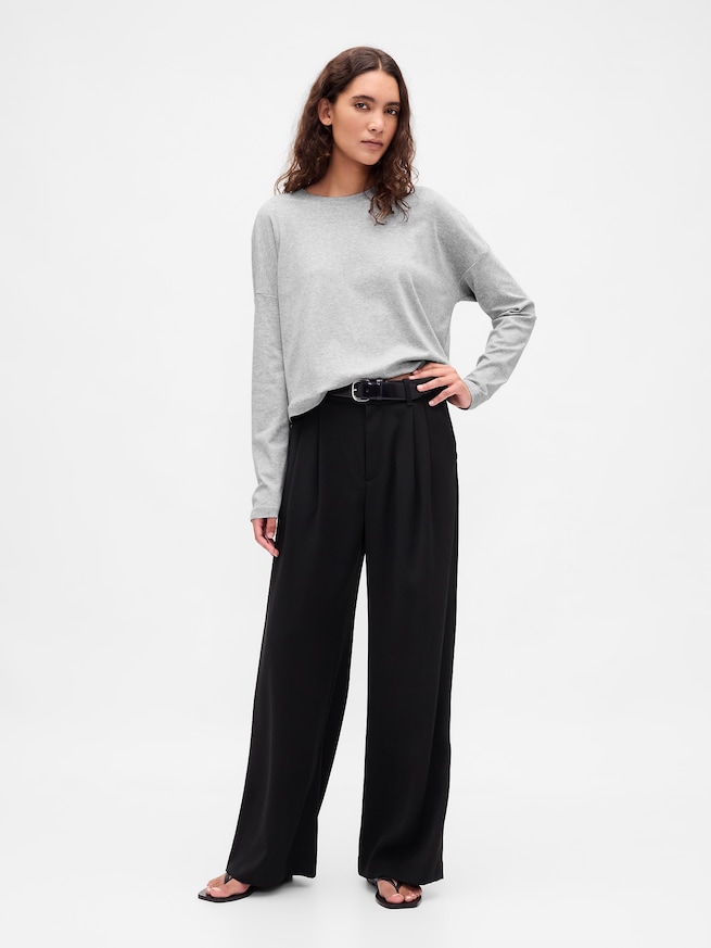 スーピマ&reg; コットン オーバーサイズ クロップドTシャツ-1