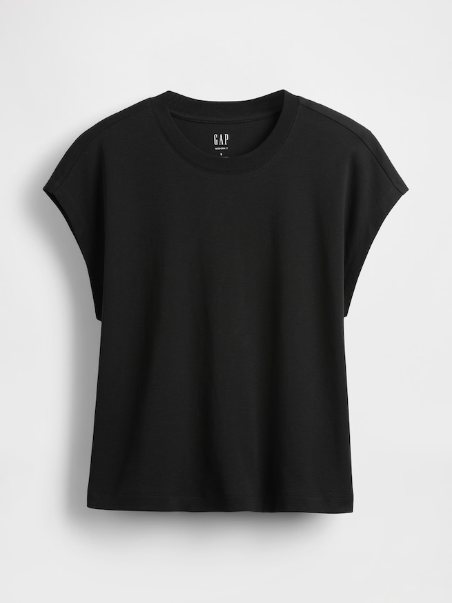 スーピマ® コットン リラックスフィット クロップドTシャツ-4