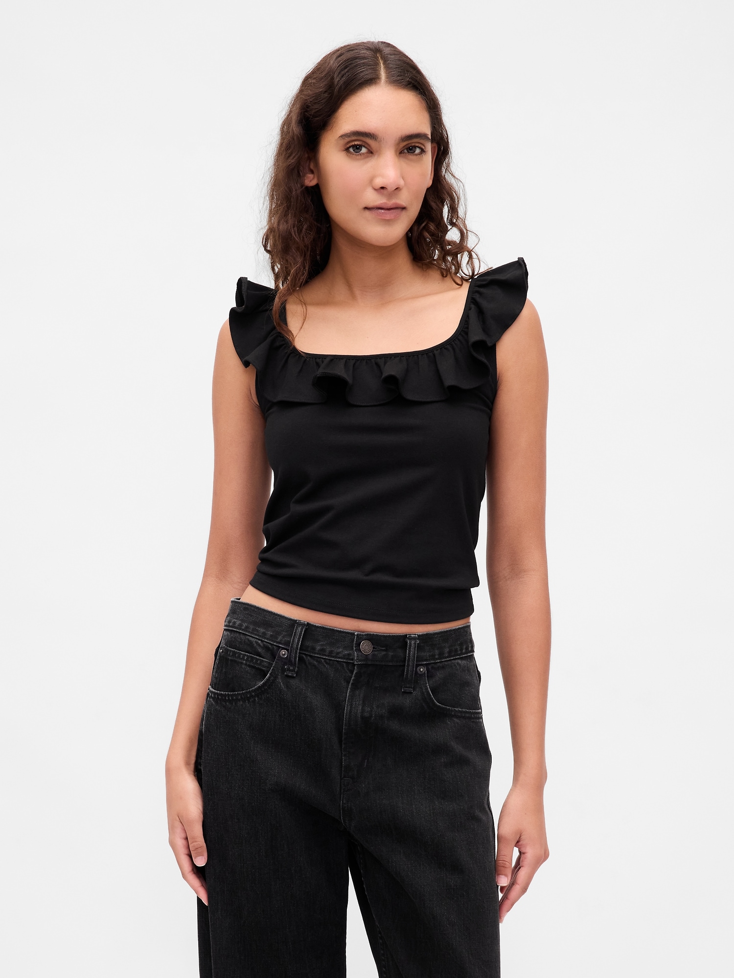 Modern Ruffle Crop Tank Top