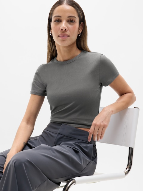 Signature Rib Crop Tee