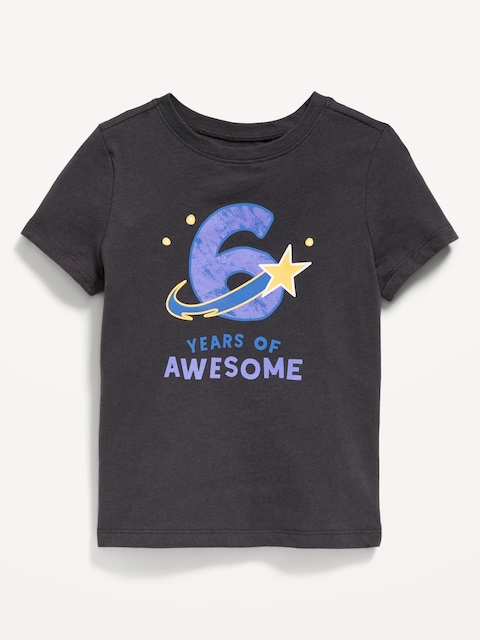 T-SHIRT À MANCHES COURTES À IMPRIMÉ D'ANNIVERSAIRE UNISEXE POUR TOUT-PETIT