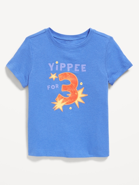 T-SHIRT À MANCHES COURTES À IMPRIMÉ D'ANNIVERSAIRE UNISEXE POUR TOUT-PETIT