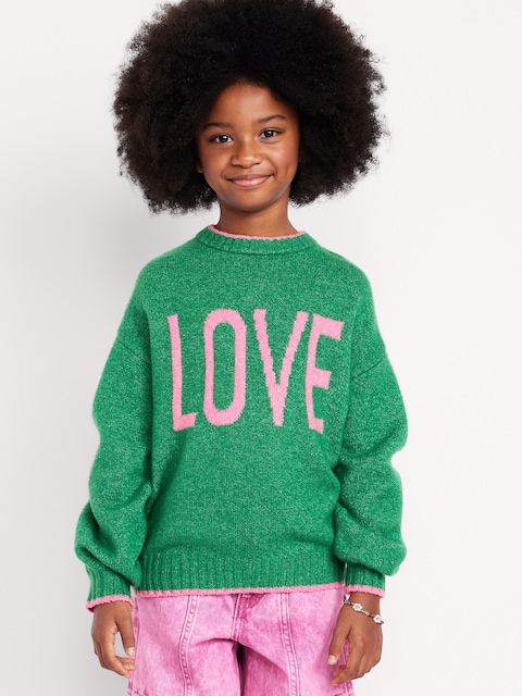Oversized Crew-Neck Sweater for Girls