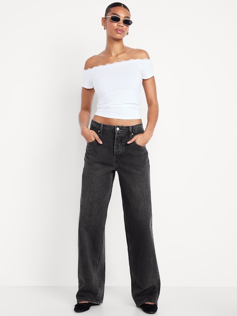 Low-Rise Slouchy Wide-Leg Jeans
