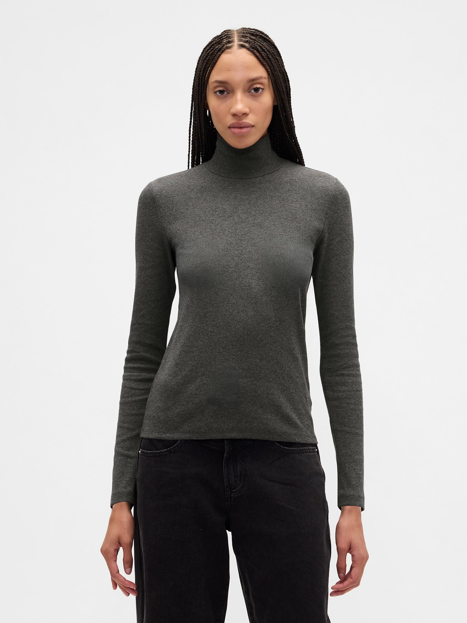 Ribbed Turtleneck T-Shirt