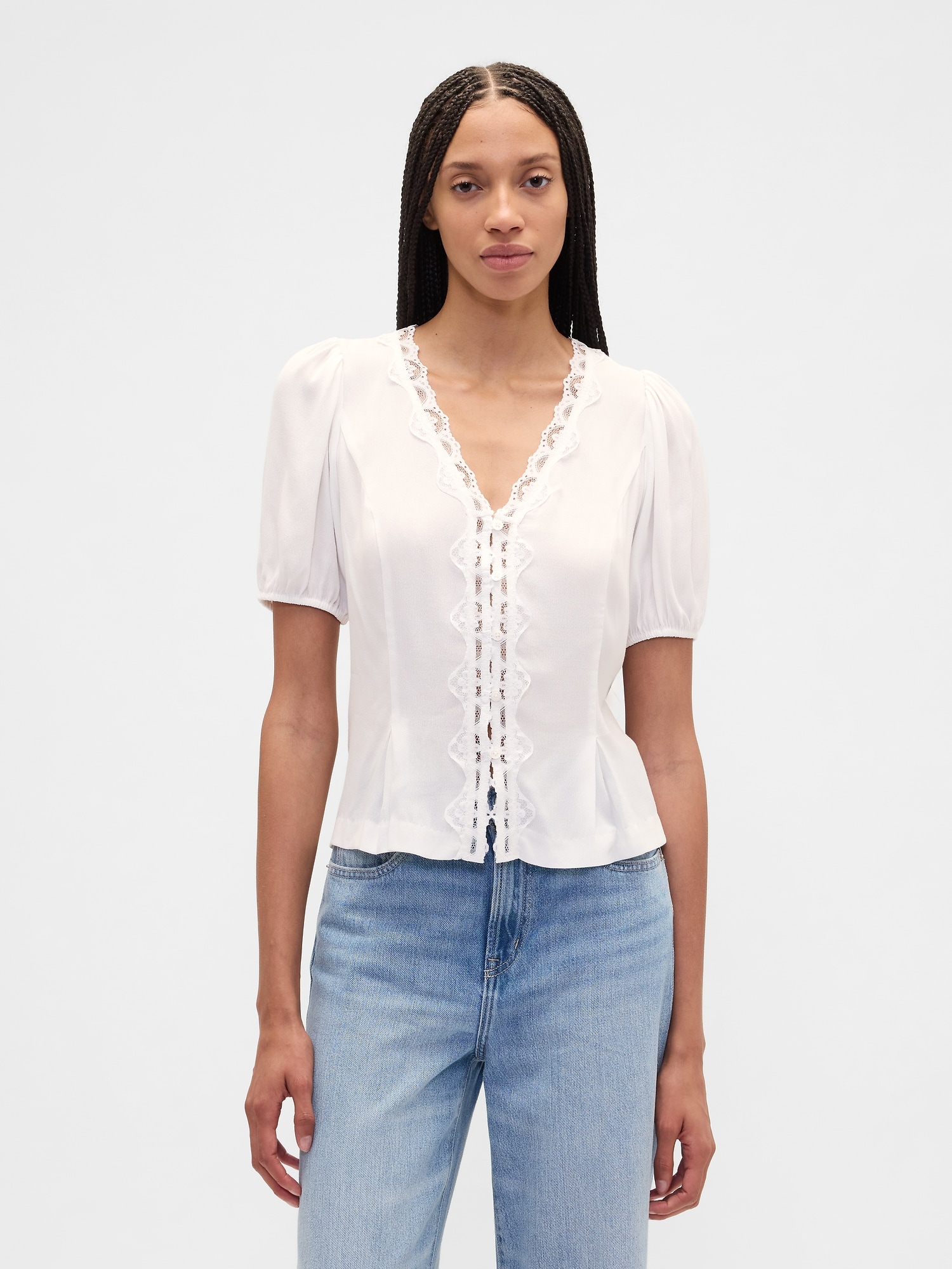 Crepe V-Neck Top