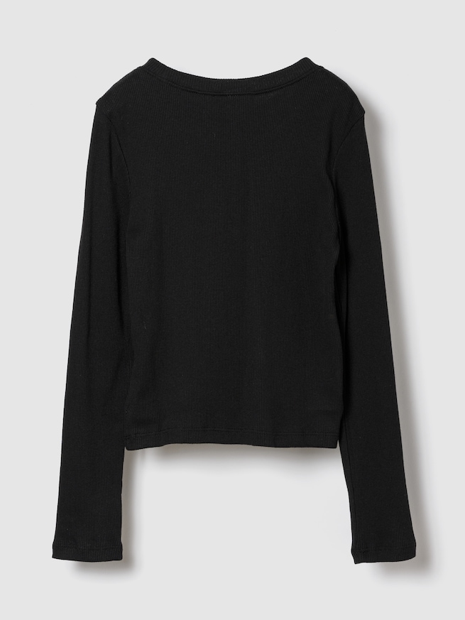 リブ クルーネック Tシャツ (キッズ)-1