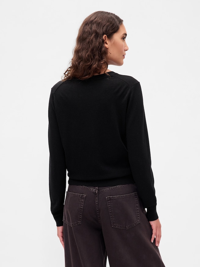 メリノウール100% クルーネックセーター-2