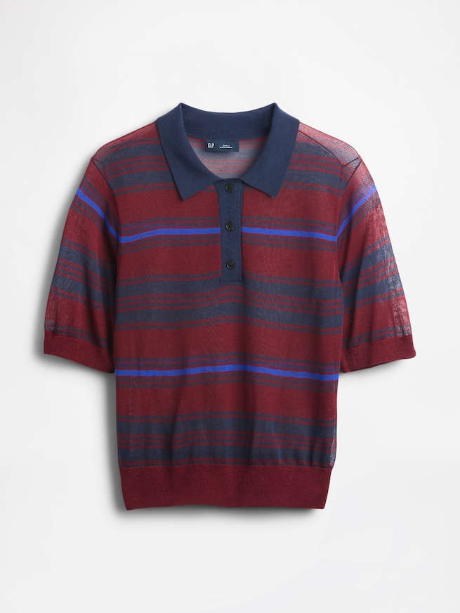 シアー クロップド ポロセーター-4