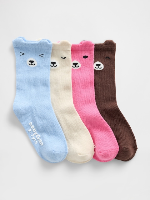 CHAUSSETTES À MOTIF D'OURS POUR BÉBÉ ET TOUT-PETIT (PAQUET DE 4 PAIRES)