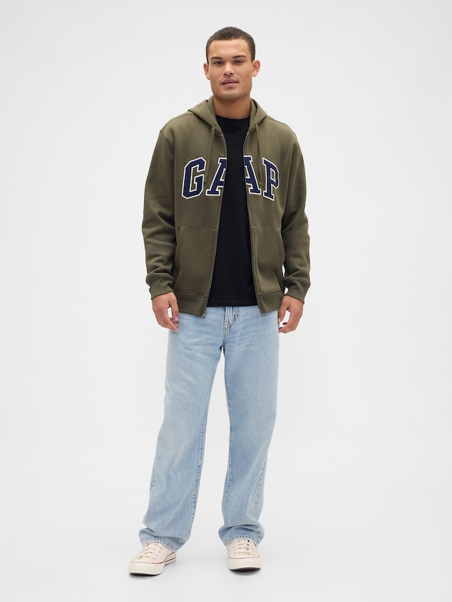 リラックス GAPロゴ ジップアップパーカー-2