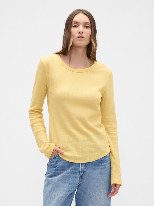 ワッフルニット クルーネックTシャツ