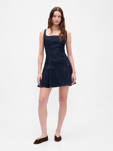 ROBE COURTE EN DENIM À PLIS LATÉRAUX