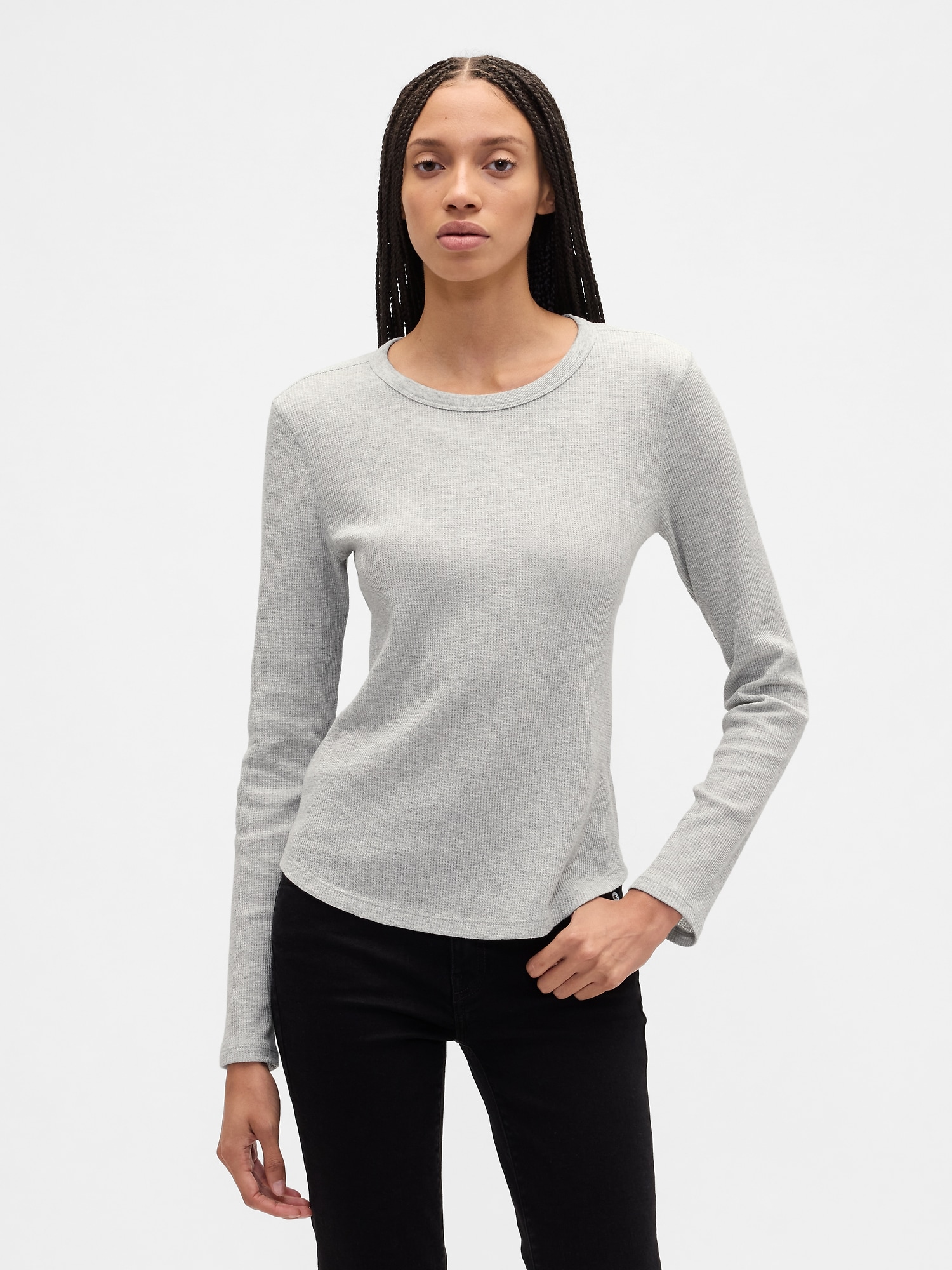 Waffle-Knit Crewneck T-Shirt