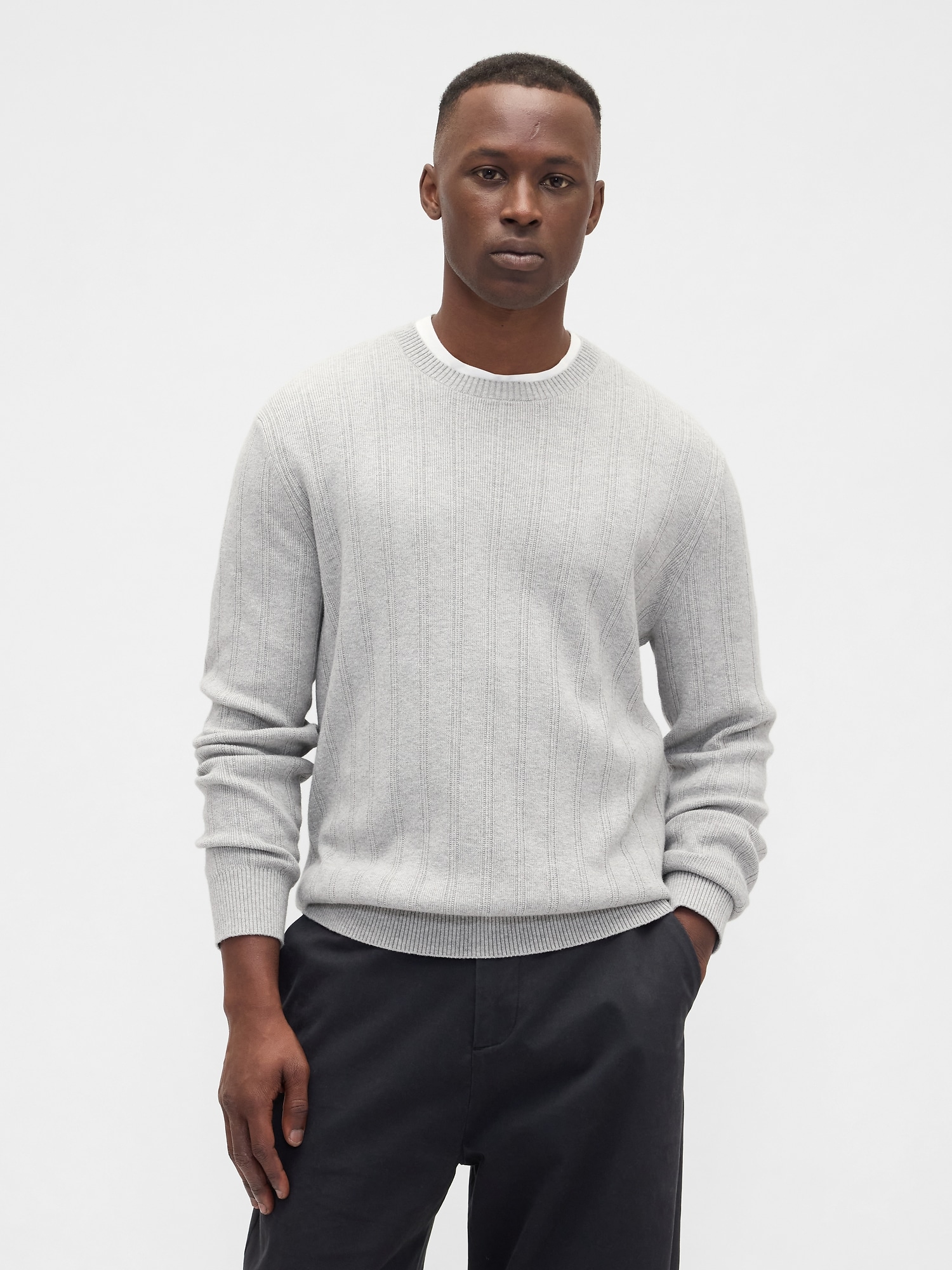 CashSoft Ribbed Crewneck Sweater