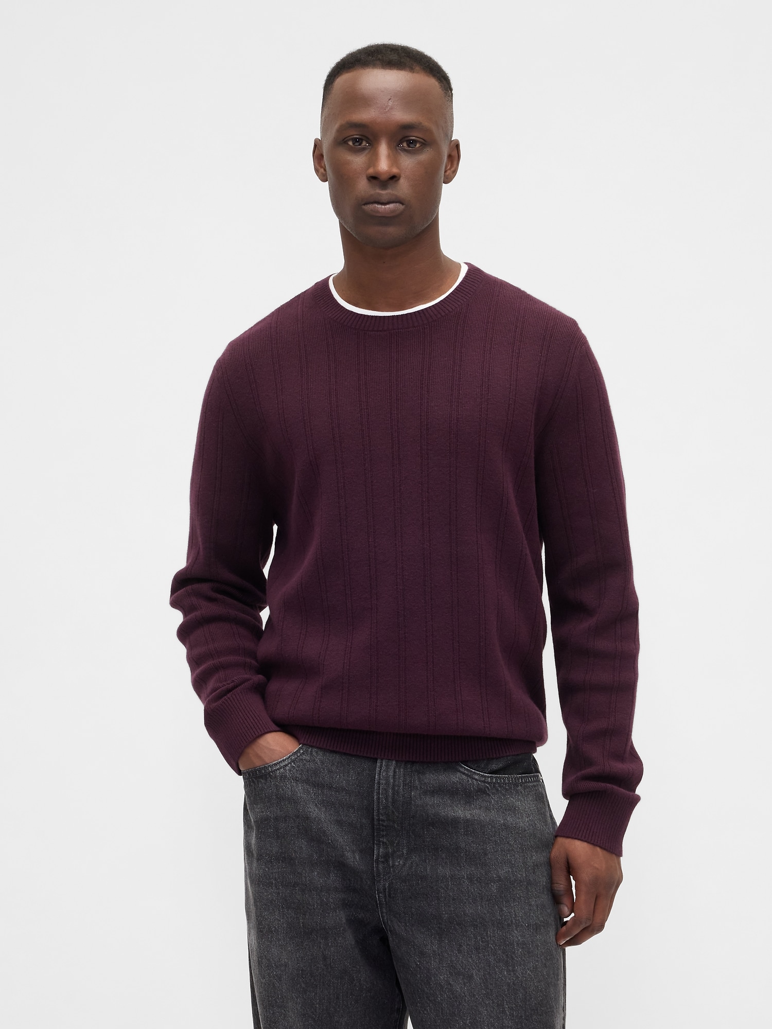 CashSoft Ribbed Crewneck Sweater