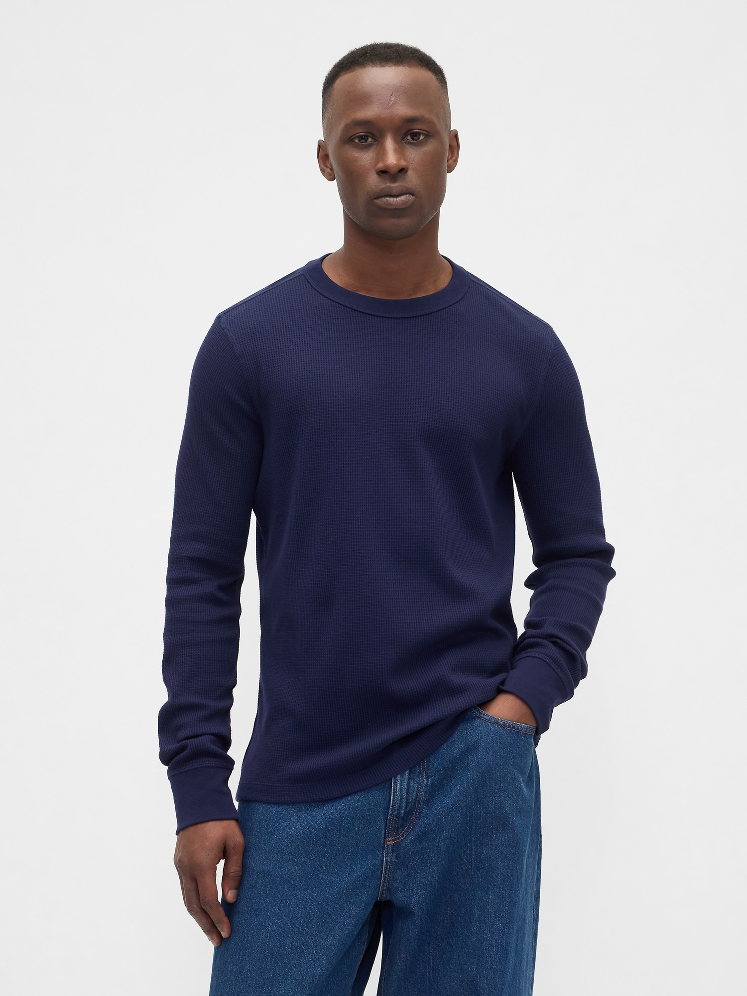 Waffle-Knit Crewneck T-Shirt