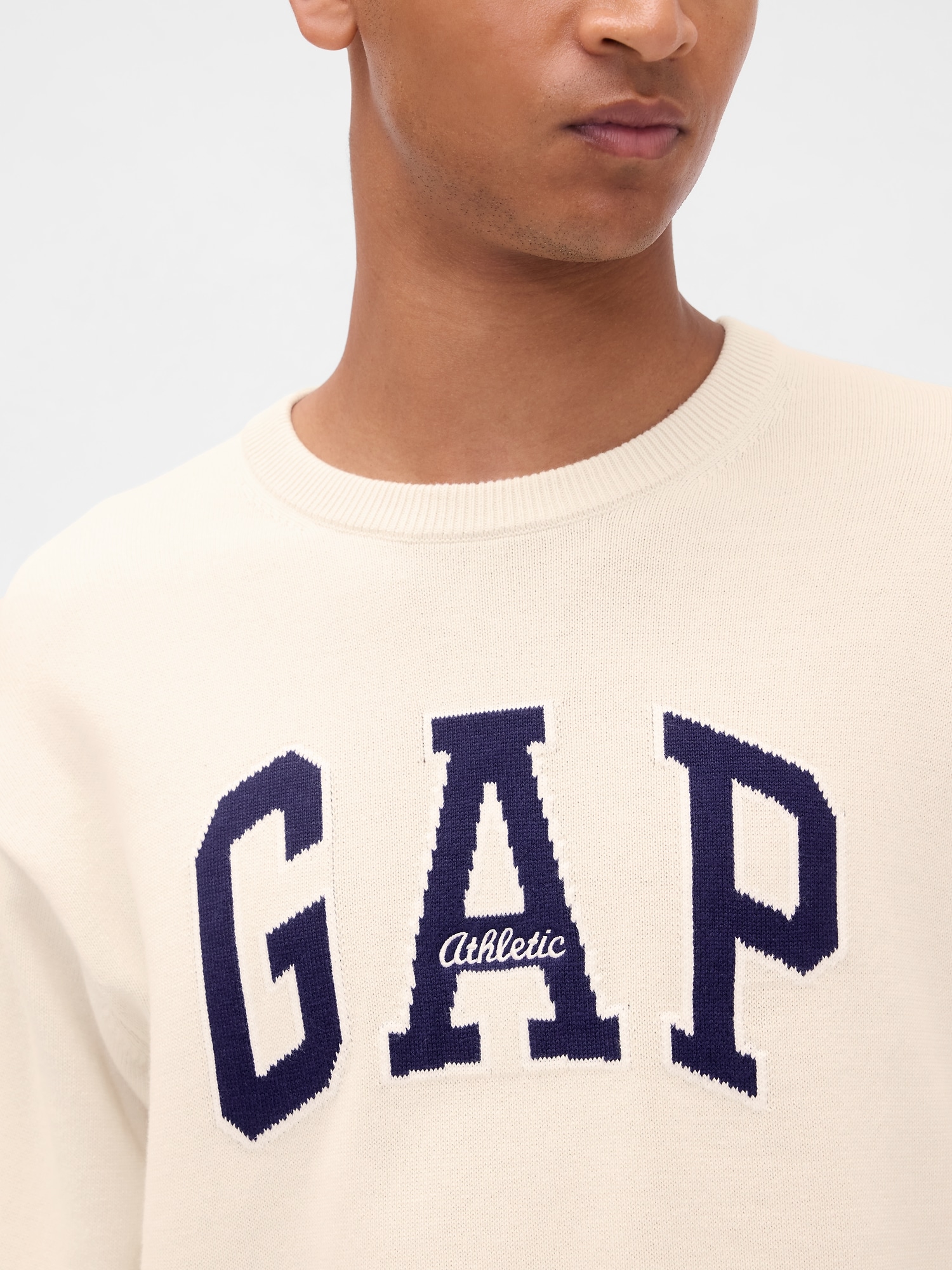 リラックスフィット GAPロゴ インターシャセーター-3