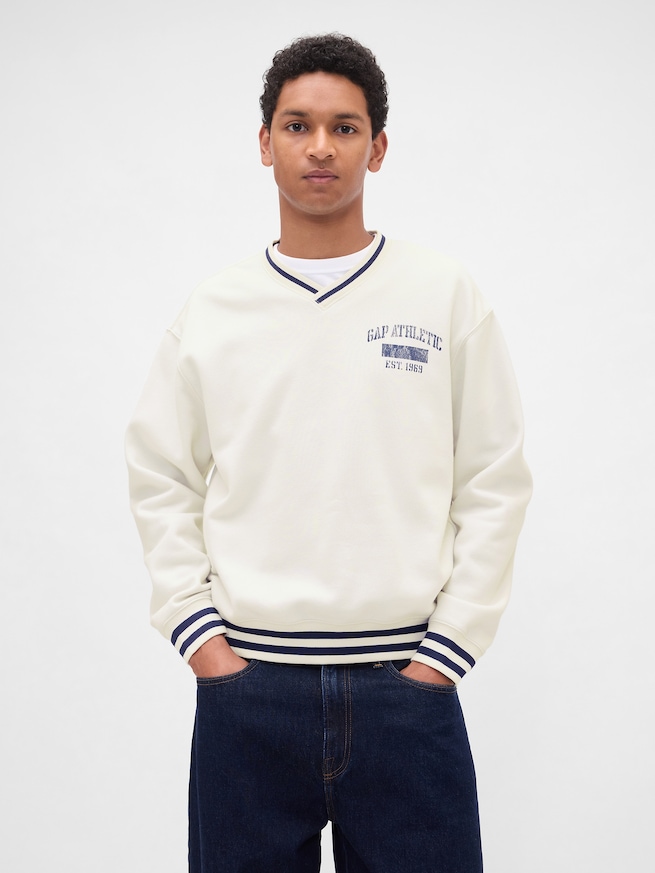 ヴィンテージソフト オーバーサイズ Vネック GAPロゴスウェットシャツ-0