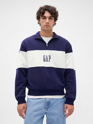 ヴィンテージソフト カラーブロック GAPロゴ ハーフジップ プルオーバー