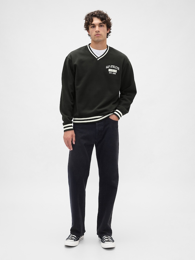 ヴィンテージソフト オーバーサイズ Vネック GAPロゴスウェットシャツ-1