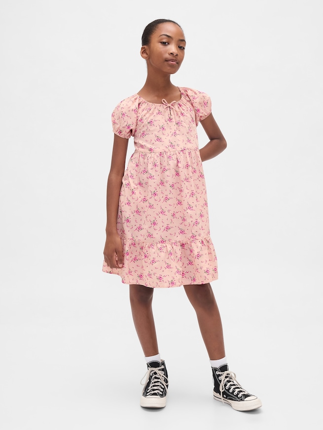 パフスリーブ ティアードワンピース (キッズ)-0