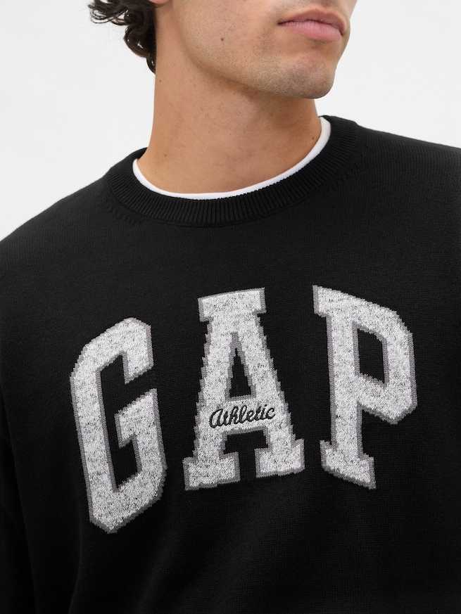 リラックスフィット GAPロゴ インターシャセーター-3