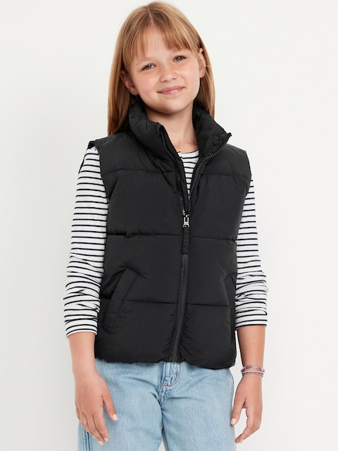 Water-Resistant Quilted Puffer Vest for Girls