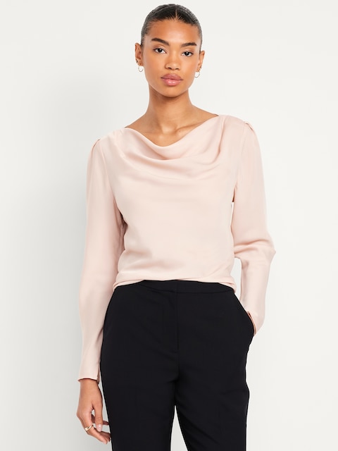 Cowl-Neck Satin Top