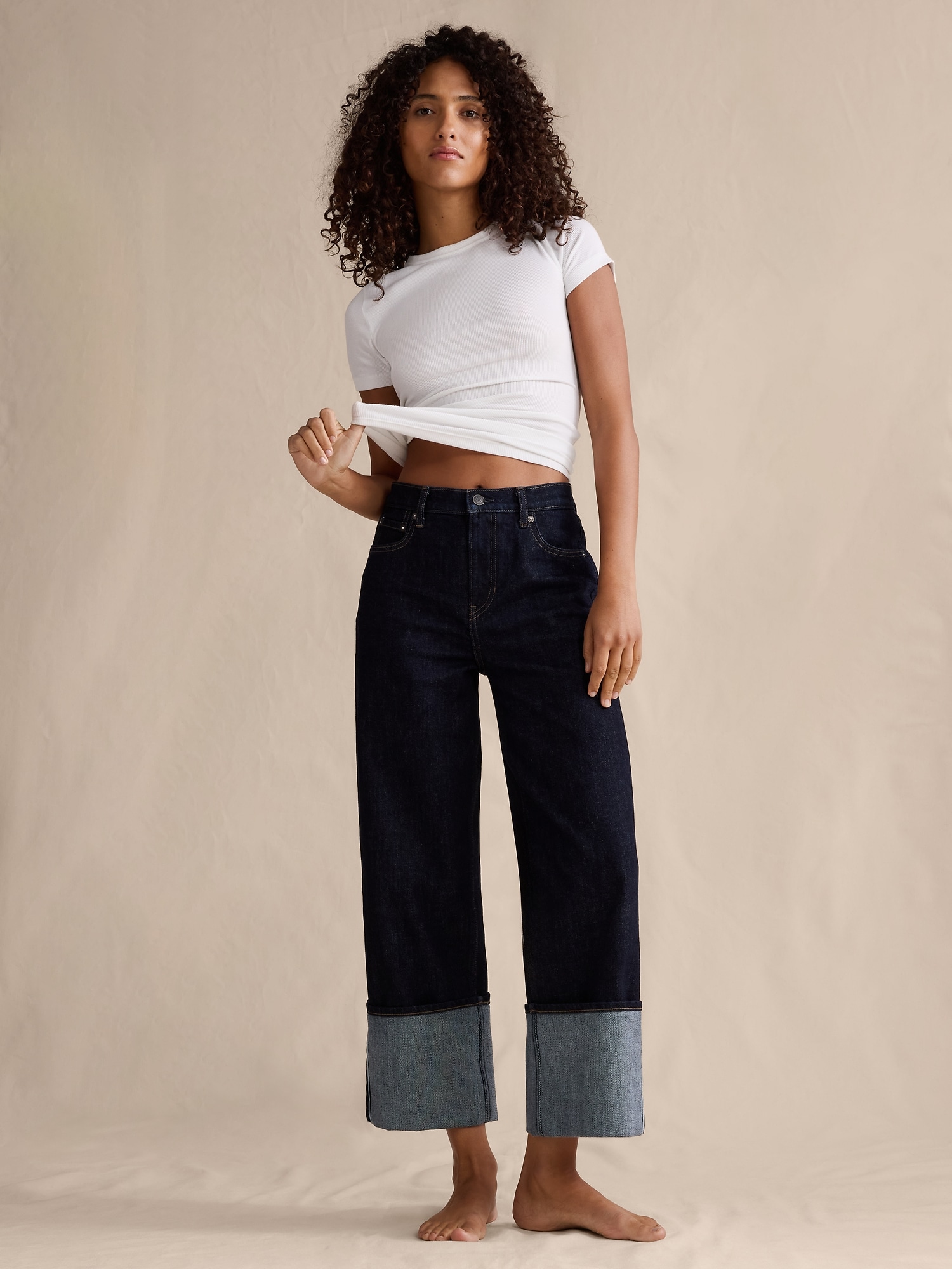 ハイライズ ストーブパイプ ストレートレッグ ジーンズ-4 ハイライズ ストーブパイプ ストレートレッグ ジーンズ-4