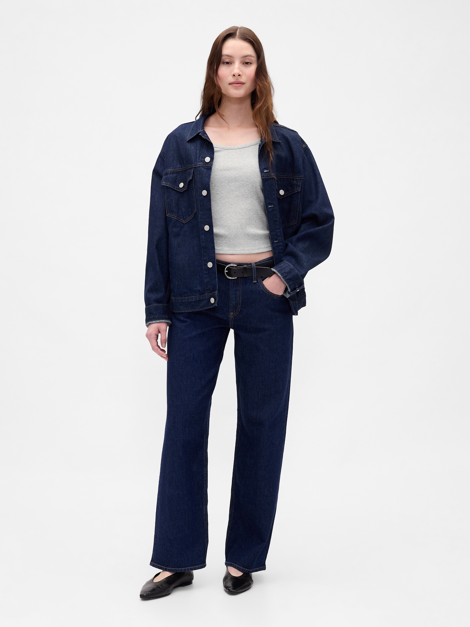 モダン コンパクト リブ スクープネック クロップドTシャツ-1