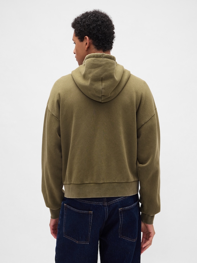 ヴィンテージソフト オーバーサイズ クロップド ジップアップパーカー-2