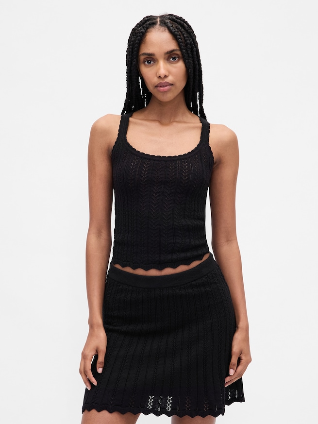 コットン100% ポインテールタンクトップ-0