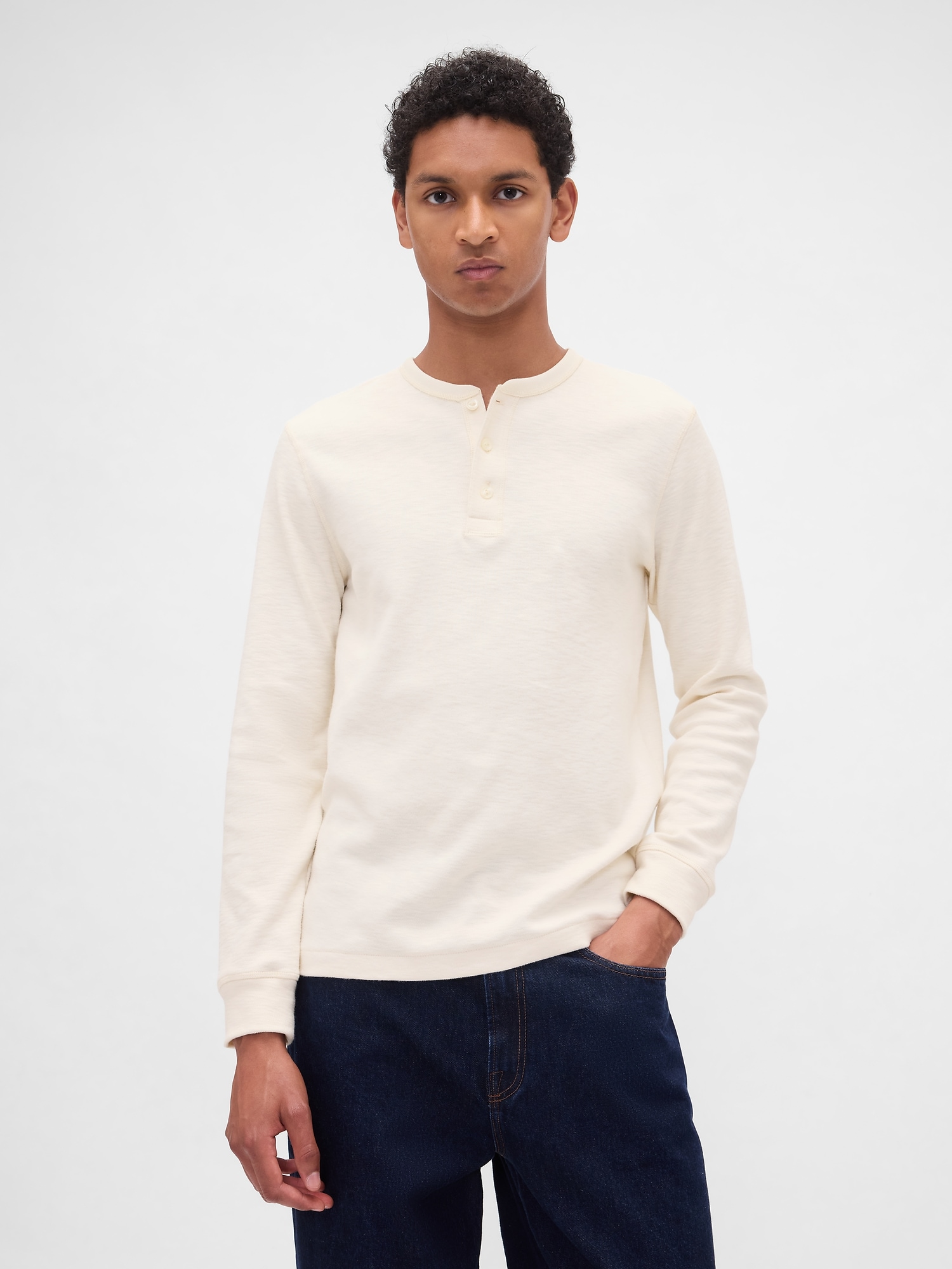 Gap ダブルニット ヘンリーネックTシャツ Gap ダブルニット ヘンリーネックTシャツ