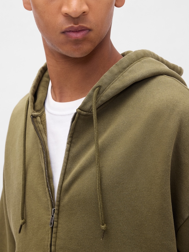 ヴィンテージソフト オーバーサイズ クロップド ジップアップパーカー-3