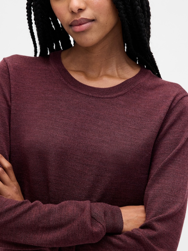 メリノウール100% クルーネックセーター-3