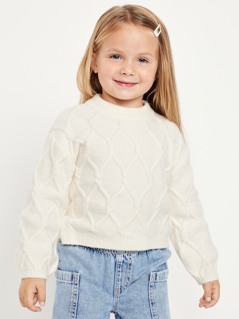 Long-Sleeve Cable-Knit Sweater for Toddler Girls