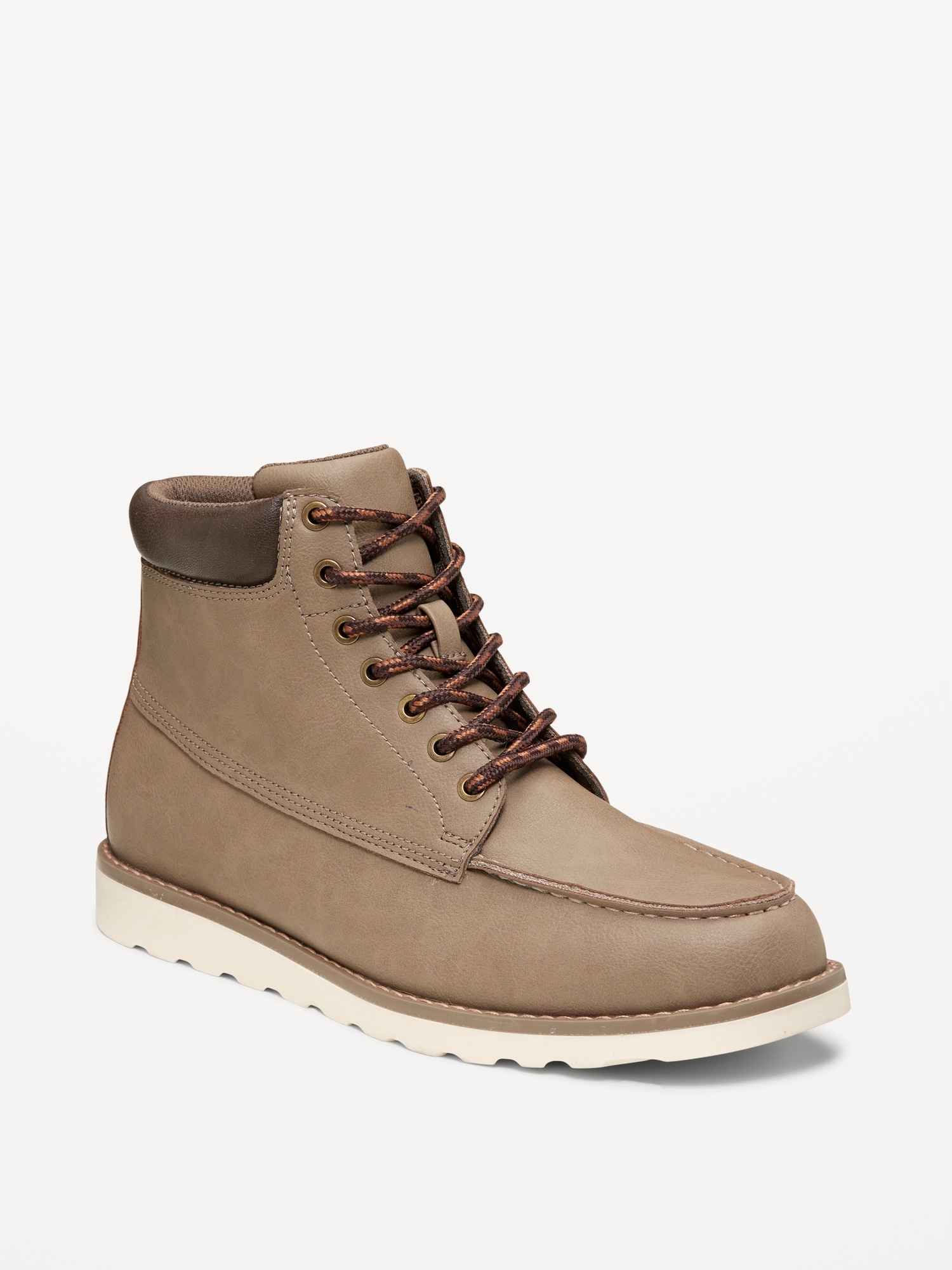 Faux-Leather Work Boots for Men