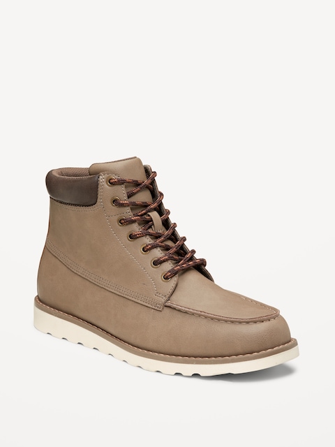 Faux-Leather Work Boots for Men