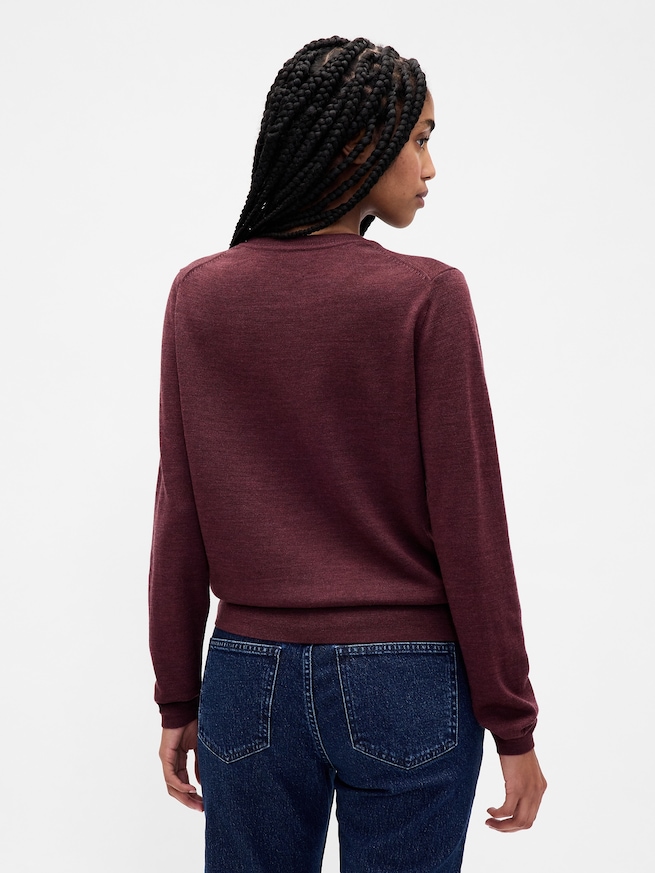 メリノウール100% クルーネックセーター-2