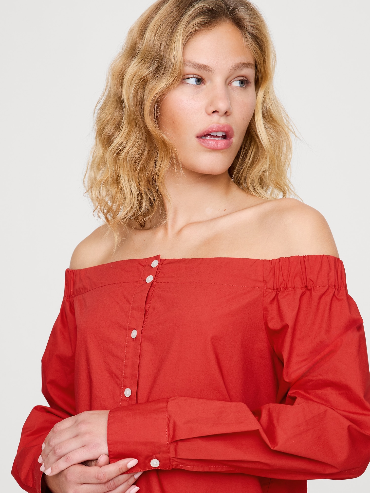 コットンポプリン オフショルダートップス-3 コットンポプリン オフショルダートップス-3