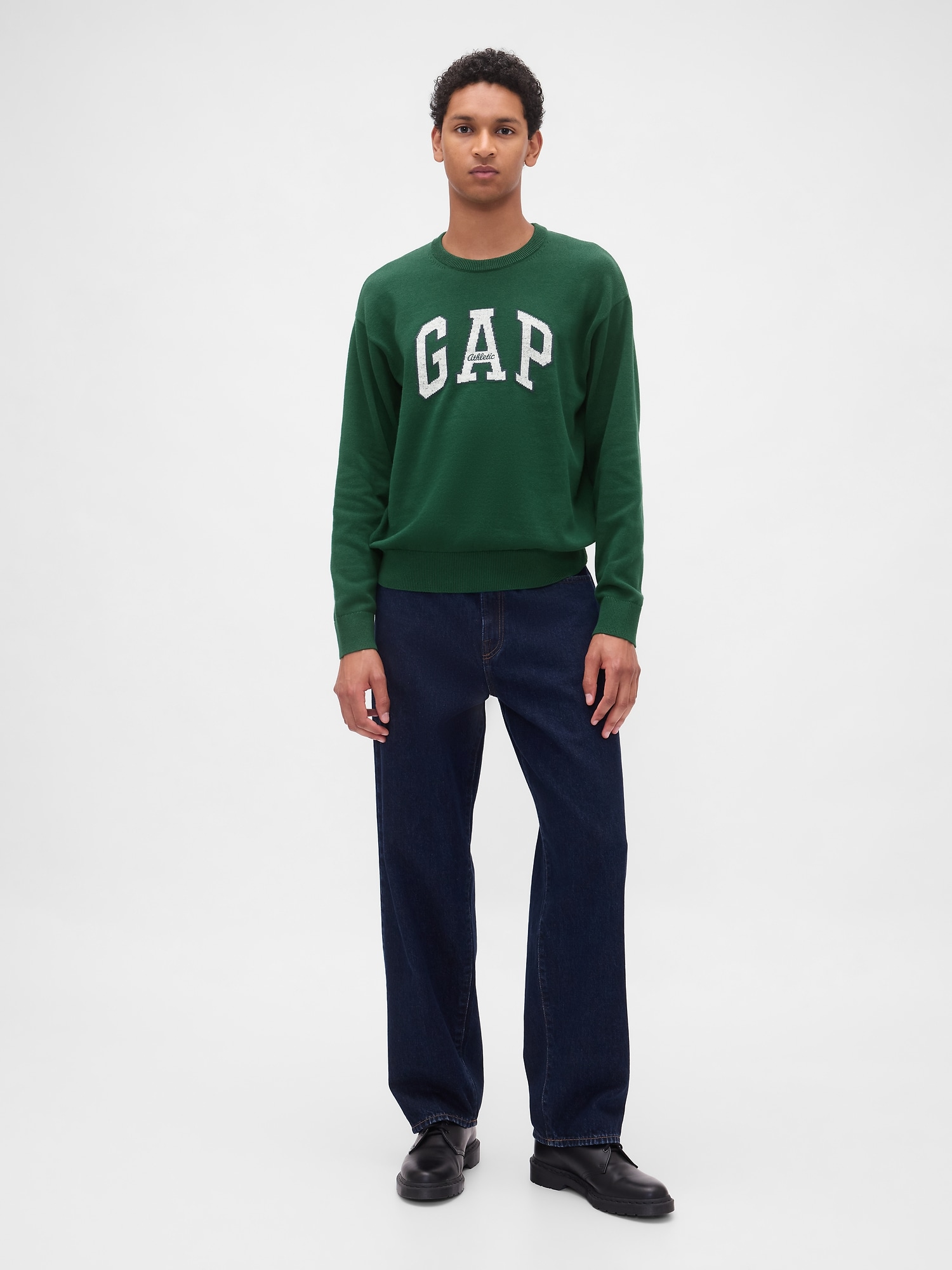 リラックスフィット GAPロゴ インターシャセーター-1