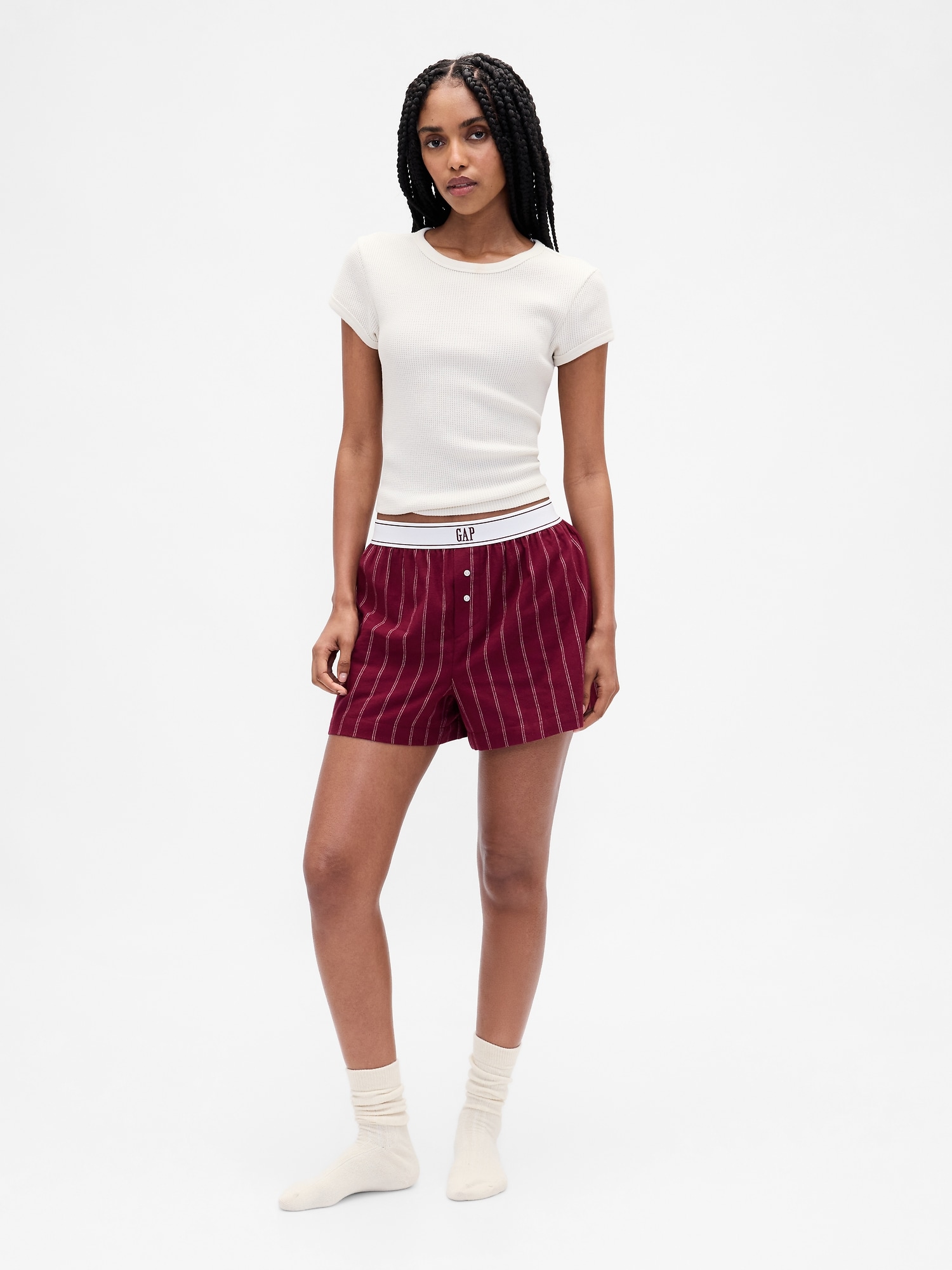 Gap GAPロゴ フランネル ボクサーショートパンツ Gap GAPロゴ フランネル ボクサーショートパンツ